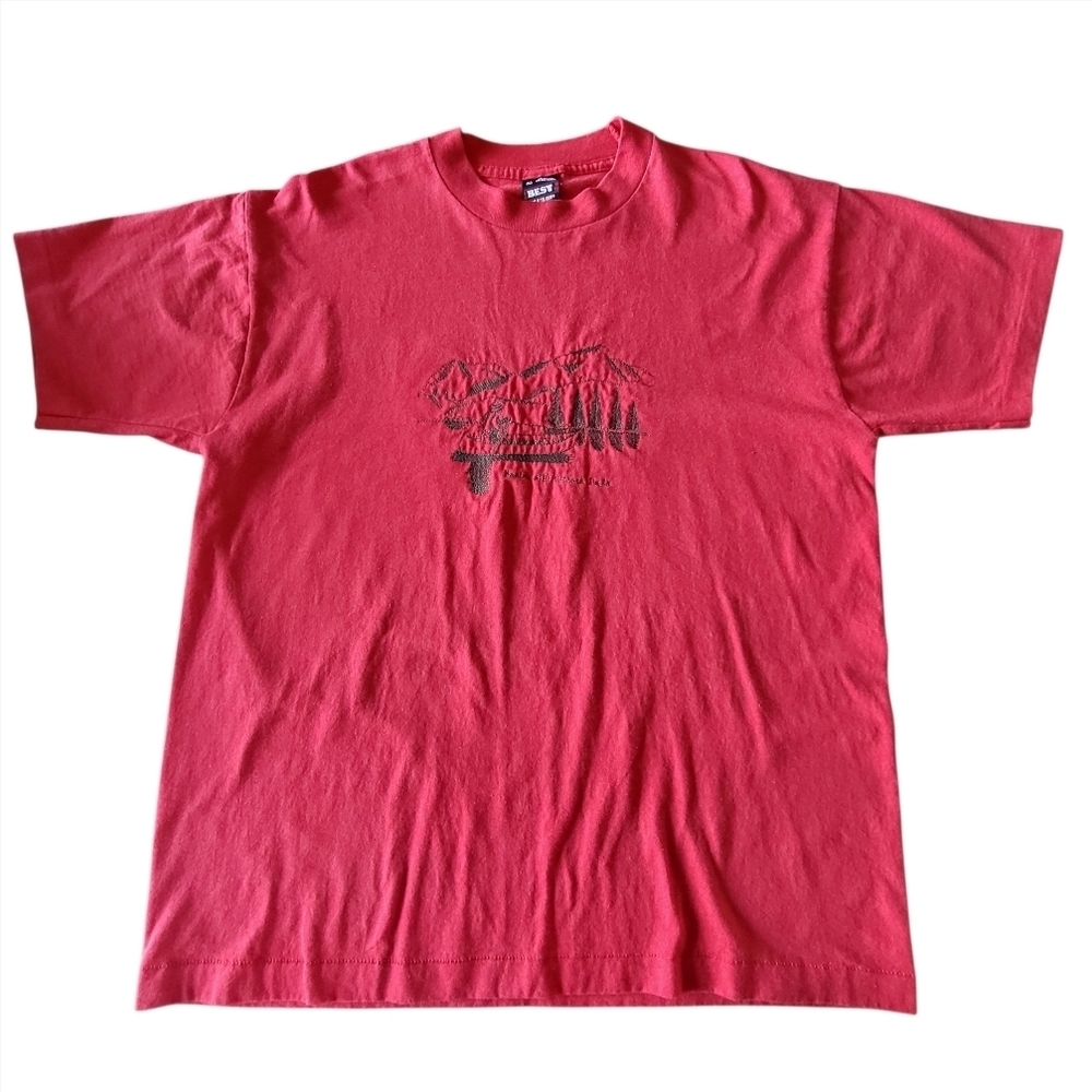 Vintage BEST Men's XL "Beside Still Waters, Psalm23" Red Single Stitch Tshirt